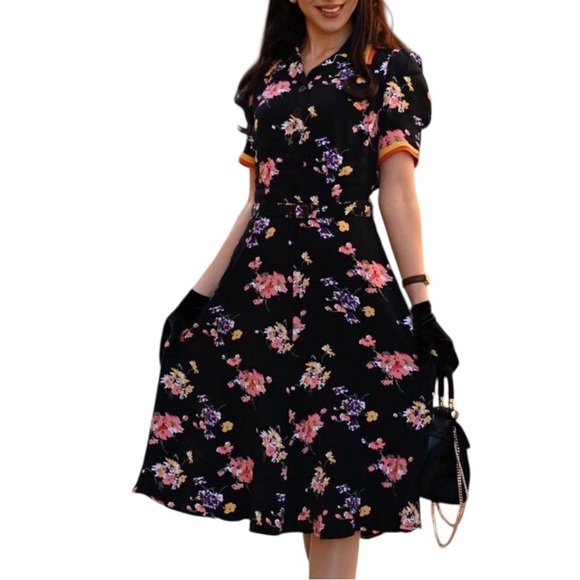 The Seamstress of Bloomsbury Roma Dress in Black Mayflower like new condition - Picture 3 of 16